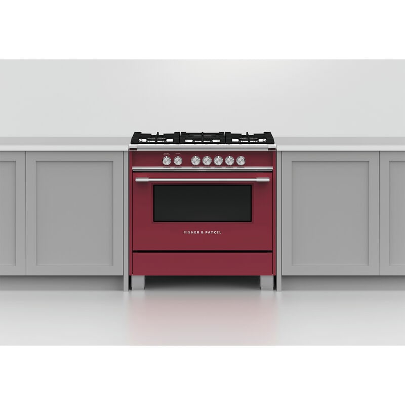 Fisher & Paykel Series 7 36 in. 4.9 cu. ft. Standard Convection Gas Range with 5 Sealed Burners - Red, , hires