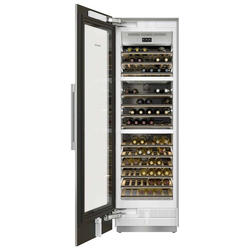 Miele MasterCool Series 24 in. Built-in Smart Wine Conditioning Unit with Wood Racks, Multi-Temperature Zones & 104 Bottle Capacity - Stainless Steel, , hires