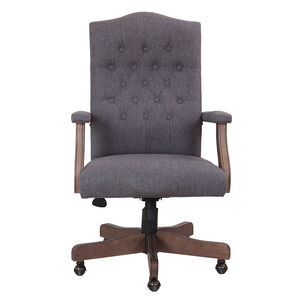 Boss Executive Chair With Driftwood Finish Frame - Grey Linen, Gray, hires