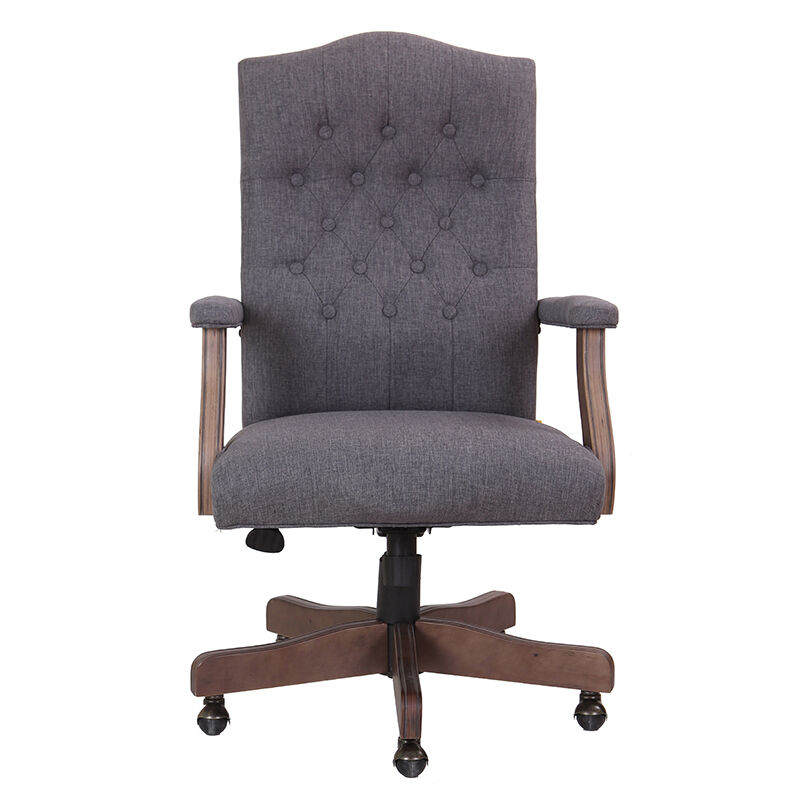 Boss Executive Chair With Driftwood Finish Frame - Grey Linen, Gray, hires