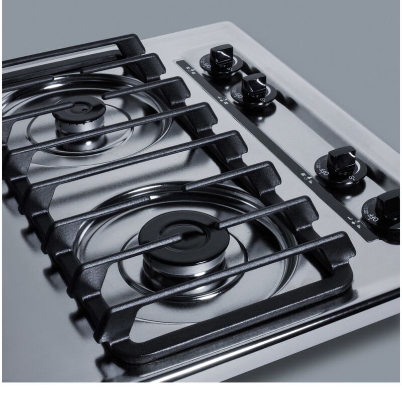 Summit 30 in. 4-Burner Natural Gas Cooktop with Simmer Burner - Stainless Steel Look, , hires