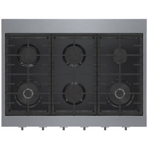 Bosch 800 Series 36 in. 6-Burner Gas Cooktop with Simmer & Power Burner - Stainless Steel, , hires