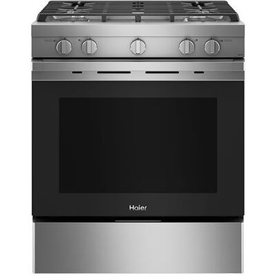 Haier 30 in. 5.6 cu. ft. Smart Convection Oven Freestanding Gas Range with 4 Sealed Burners - Stainless Steel | QGSS740RNSS