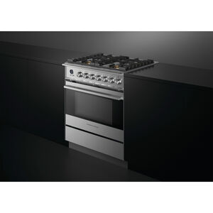 Fisher & Paykel Series 5 Contemporary 30 in. 3.5 cu. ft. Convection Oven Freestanding Dual Fuel Range with 4 Sealed Burners - Stainless Steel, , hires