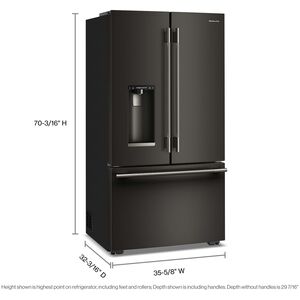 KitchenAid 36 in. 23.1 cu. ft. Smart Counter Depth French Door Refrigerator with Ice & Water Dispenser - Black Ore, , hires