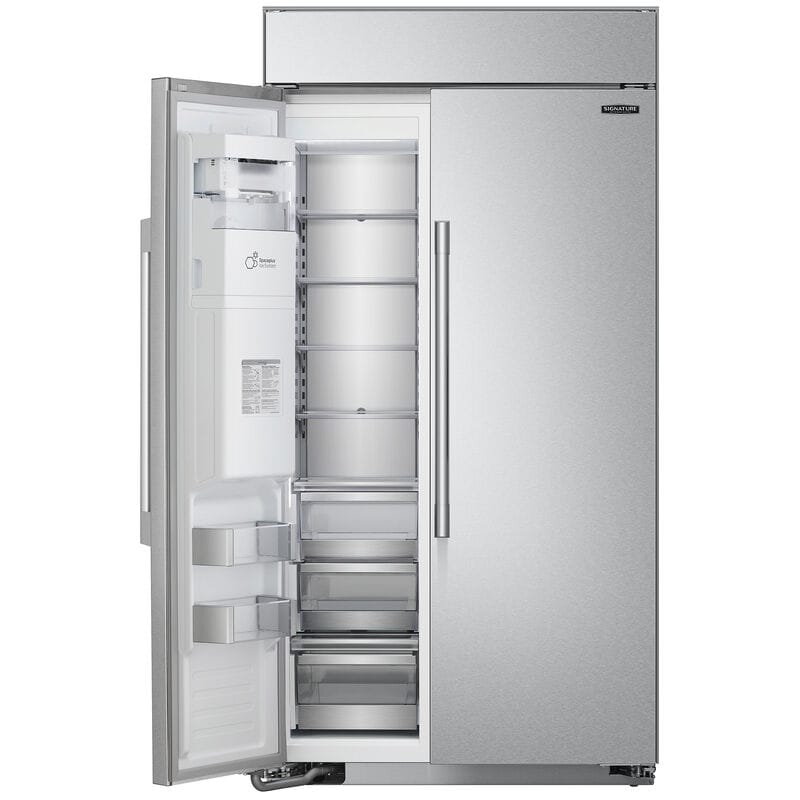 Signature Kitchen Suite 42 in. 25.6 cu. ft. Built-In Smart Counter Depth Side by Side Refrigerator with Ice & Water Dispenser - Stainless Steel, , hires