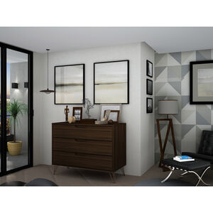Manhattan Comfort Rockefeller Mid-Century Modern 3-Drawer Dresser - Brown, Brown, hires