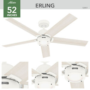 Hunter 52 in. Erling Energy Star Ceiling Fan with LED Light Kit & Handheld Remote - Fresh White, Fresh White, hires