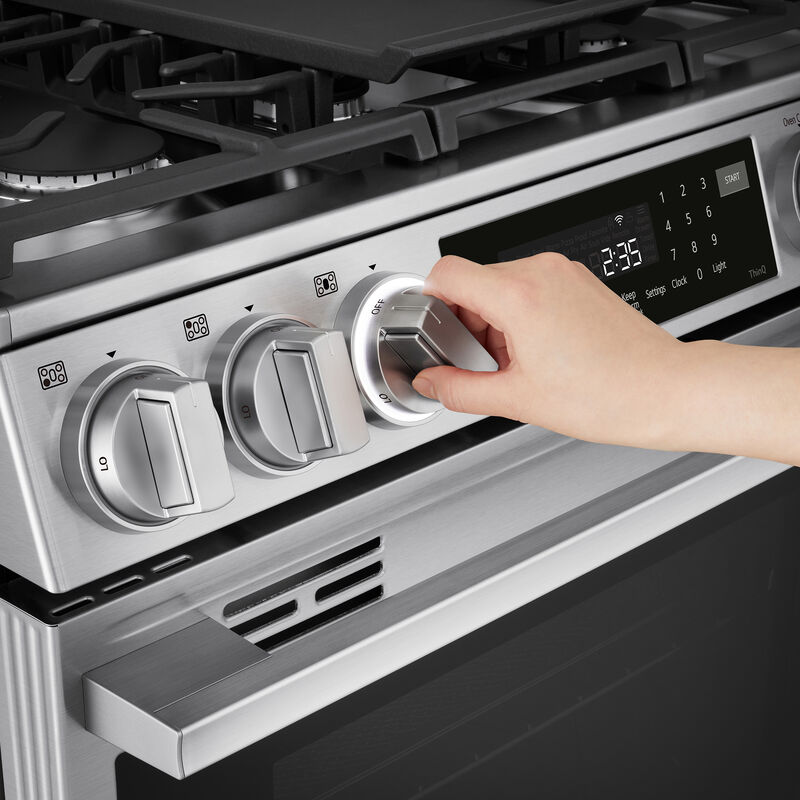 LG 30 in. 6.3 cu. ft. Smart Air-Fry True European Convection Slide-In Gas Range with 5 Sealed Burners & Griddle - PrintProof Stainless Steel, , hires