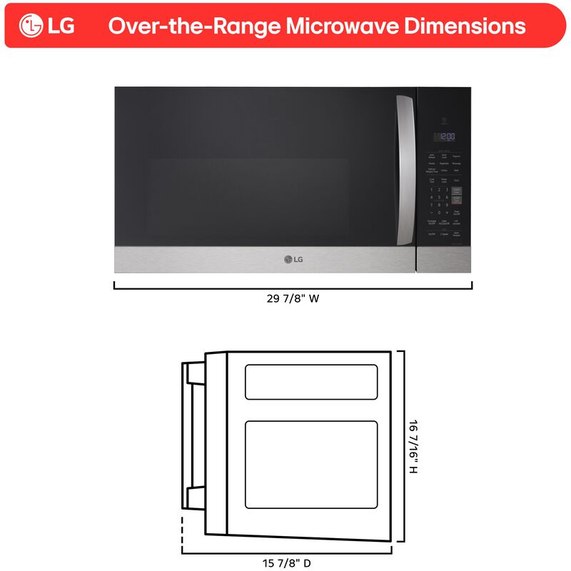 LG 30 in. 1.7 cu. ft. 1000W Over-the-Range Microwave with 300 CFM - PrintProof Stainless Steel, , hires