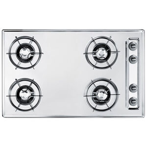 Summit 30 in. 4-Burner Natural Gas Cooktop with Battery Start Ignition - Chrome, , hires