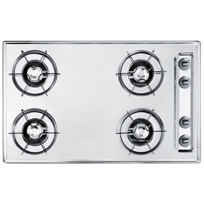 Summit 30 in. 4-Burner Natural Gas Cooktop with Battery Start Ignition - Chrome | ZNL05P