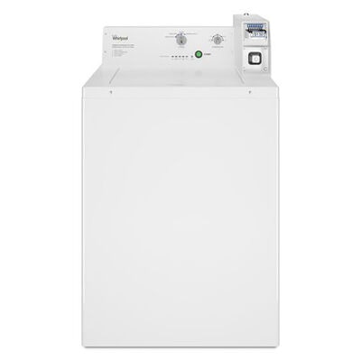 Whirlpool 27 in. 3.3 cu. ft. Commercial Coin-Equipped Top Load Washer with Agitator - White | CAE2745FQ