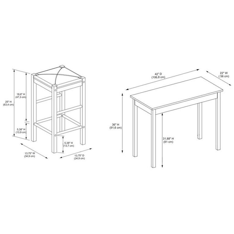 Asher Three Piece 42" Tavern Set with Faux Marble Top - Black, , hires