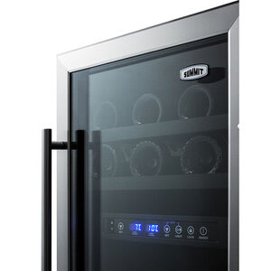 Summit 18 in. 3.3 cu. ft. Compact Built-In/Freestanding Wine Cooler with 28 Bottle Capacity, Dual Temperature Zones & Digital Control - Stainless Steel, , hires