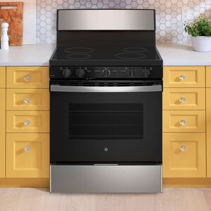 GE 30 in. 5.0 cu. ft. Electric Range with 4 Radiant Burners - Stainless Steel, , hires