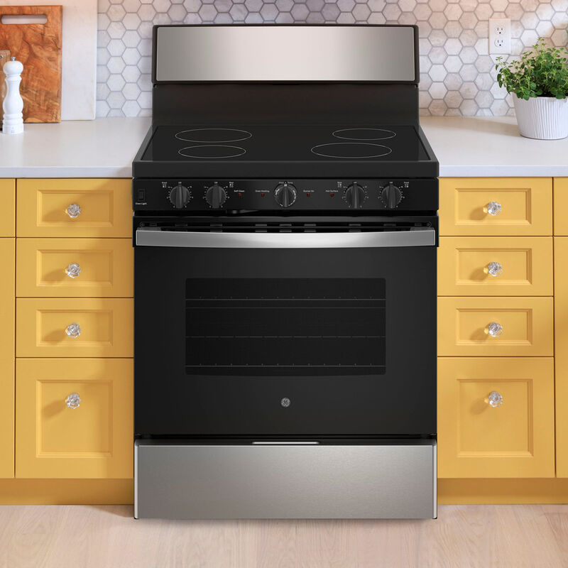 GE 30 in. 5.0 cu. ft. Electric Range with 4 Radiant Burners - Stainless Steel, , hires