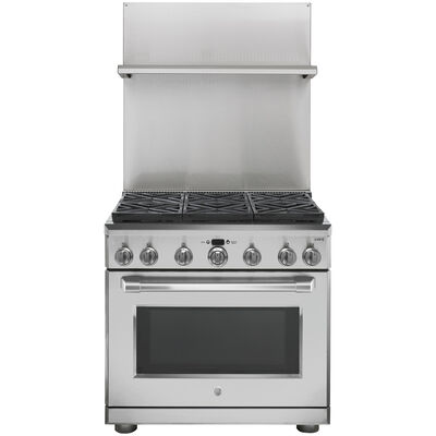 GE 36 in. Professional Adjustable Height Backsplash with Shelf - Stainless Steel | UXADJB36PSS