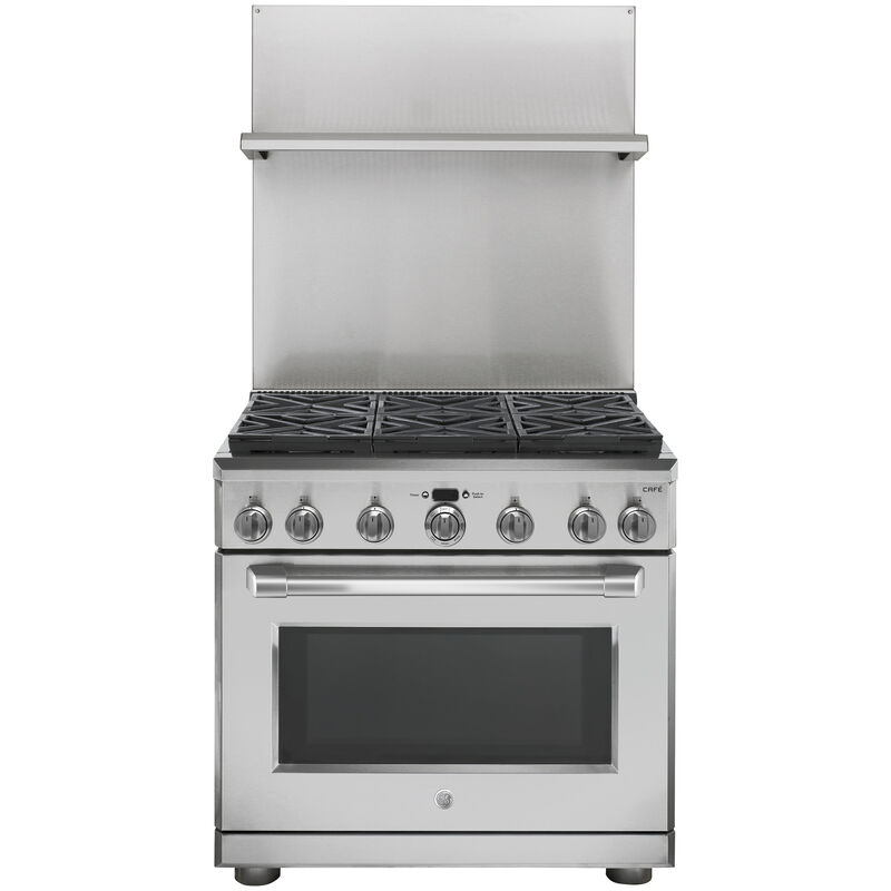 GE 36 in. Professional Adjustable Height Backsplash with Shelf - Stainless Steel, , hires