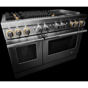 JennAir Rise Series 48 in. 6.3 cu. ft. Smart True European Convection Double Oven Dual Fuel Range with 4 Sealed Burners, Grill & Griddle - Stainless Steel, , hires