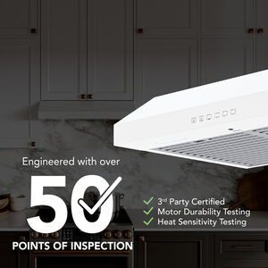 Broan Glacier GLA3 Series 30 in. Convertible Standard Style Range Hood with 490 CFM, 3 Fan Speeds & 2 LED Lights - White, , hires