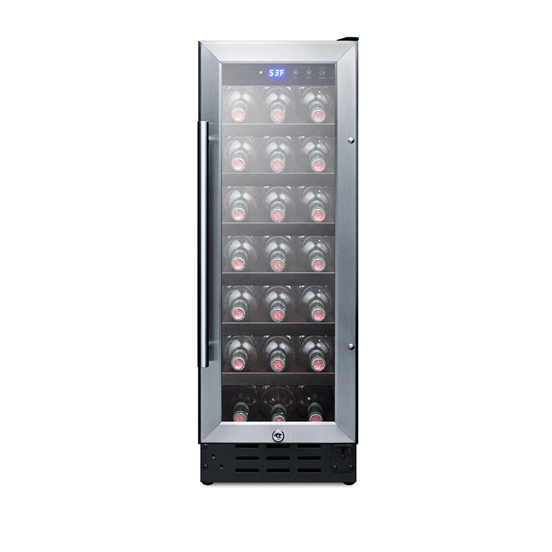 Summit Silhouette Series 12 in. Compact Built-In or Freestanding Wine Cooler with 21 Bottle Capacity, Single Temperature Zones & Digital Control - Stainless Steel, , hires