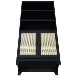 Manhattan Comfort Sheridan Modern Cane Bookcase with Adjustable Shelves - Black, , hires