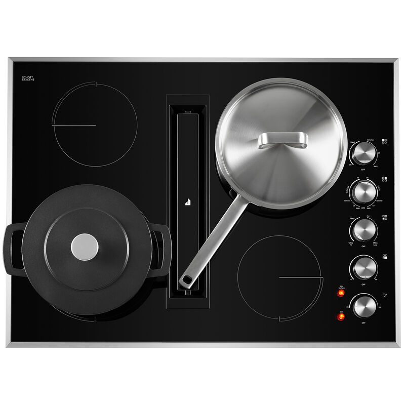 JennAir Euro-Style 30 in. 4-Burner Electric Cooktop with Downdraft, Simmer Burner & Power Burner - Stainless Steel, , hires