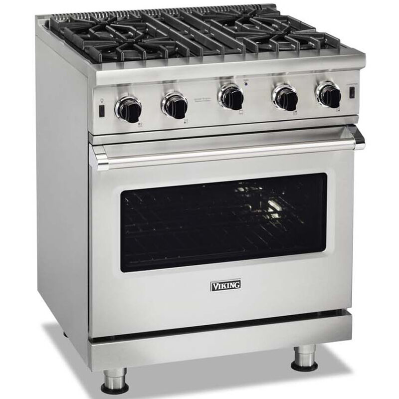Viking 5 Series 30 in. 4.0 cu. ft. Convection Oven Freestanding Gas Range  with 4 Open Burners - Stainless Steel