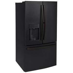 GE 36 in. 27.7 cu. ft. French Door Refrigerator with Ice & Water Dispenser - Fingerprint Resistant Black Slate, Black Slate, hires