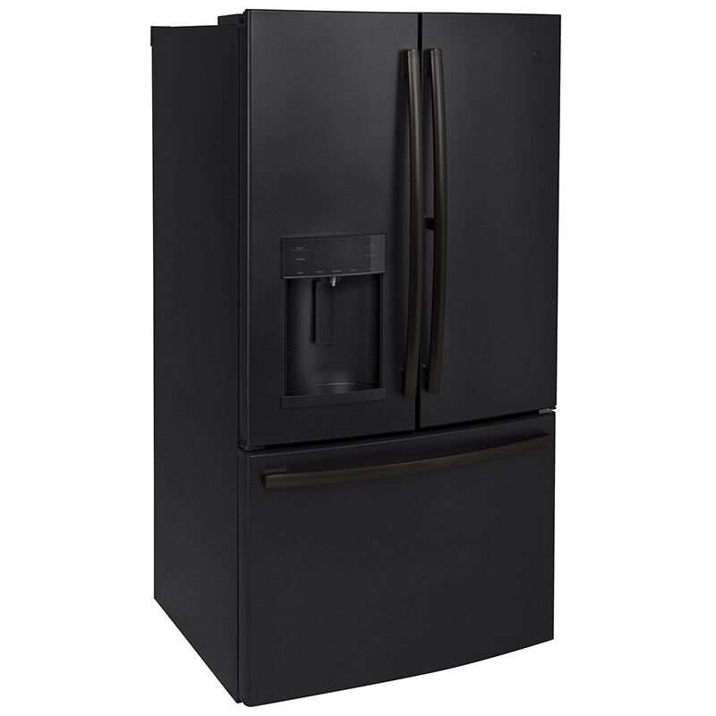 GE 36 in. 27.7 cu. ft. French Door Refrigerator with Ice & Water Dispenser - Fingerprint Resistant Black Slate, Black Slate, hires