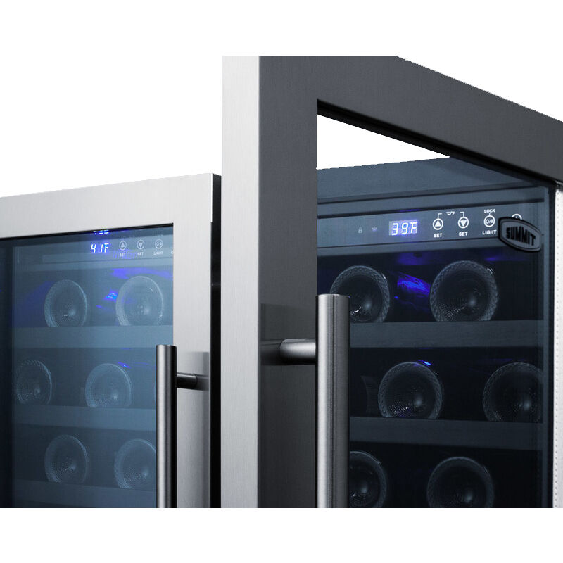 Summit 30 in. Undercounter Wine Cooler with Wood Racks, Dual Temperature Zones & 66 Bottle Capacity - Stainless Steel, , hires