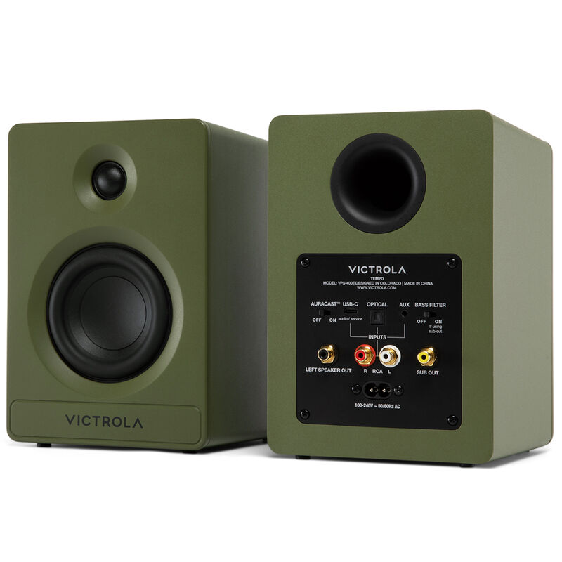 Victrola Tempo Bluetooth Bookshelf Speakers - Green, , hires