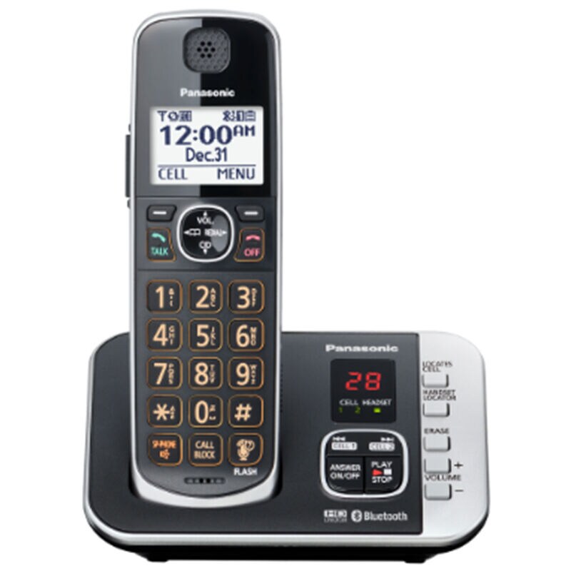 Panasonic 3 Handset Cordless Phone - Metallic Black, , hires