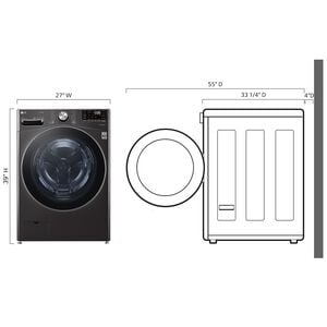 LG 27 in. 5.0 cu. ft. Smart Stackable Front Load Washer with TurboWash 360, Sanitize & Steam Wash Cycle - Black Steel, Black Steel, hires