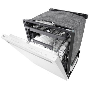 LG 24 in. Top Control Flush-Mount Smart Dishwasher with 46 dBA Sound Level, 3rd-Rack, AutoVent Dry & Pocket Handle - White, , hires