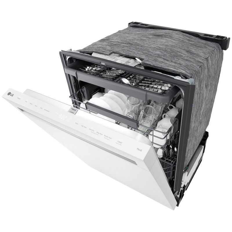 LG 24 in. Top Control Flush-Mount Smart Dishwasher with 46 dBA Sound Level, 3rd-Rack, AutoVent Dry & Pocket Handle - White, , hires