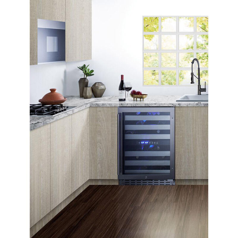 Summit Classic Collection 24 in. Compact Built-In or Freestanding Wine Cooler with 46 Bottle Capacity, Dual Temperature Zones & Digital Control - Stainless Steel, , hires