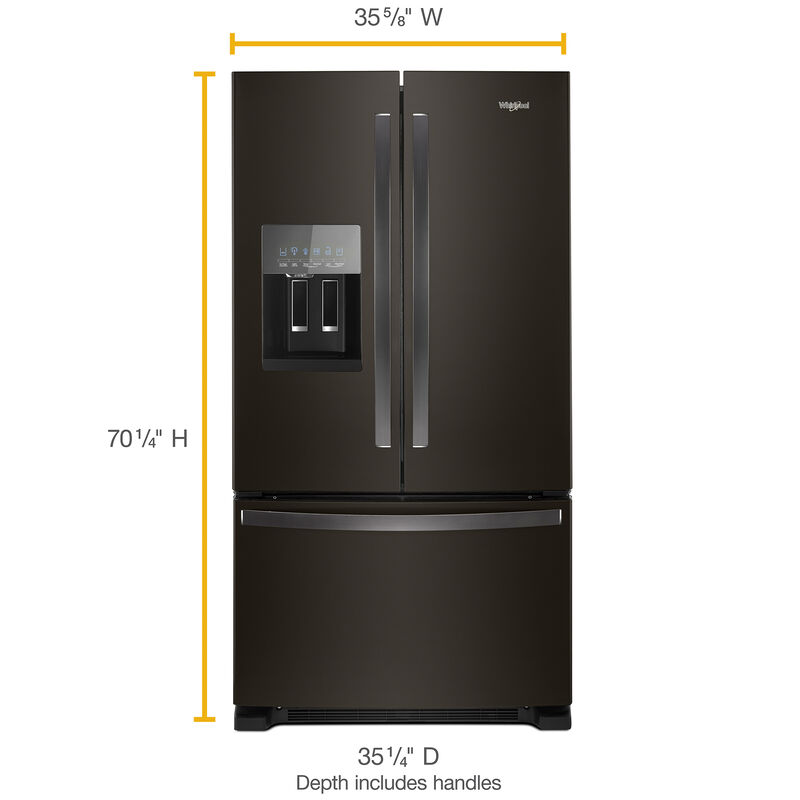 Whirlpool 36 in. 24.7 cu. ft. French Door Refrigerator with Filtered Ice & Water Dispenser - Black Stainless, Black Stainless, hires
