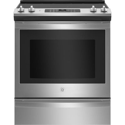 GE 30 in. 5.3 cu. ft. Smart Air Fry Convection Oven Slide-In Electric Range with 5 Smoothtop Burners - Stainless Steel | JS760SPSS