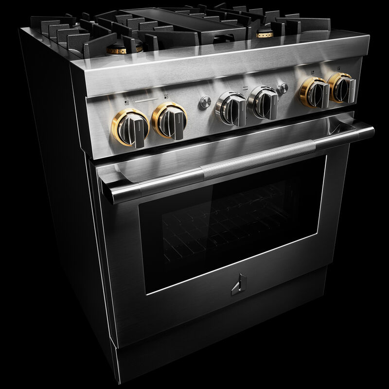 JennAir Rise Series 30 in. 4.1 cu. ft. Smart True European Convection Dual Fuel Range with 4 Sealed Burners - Stainless Steel, , hires
