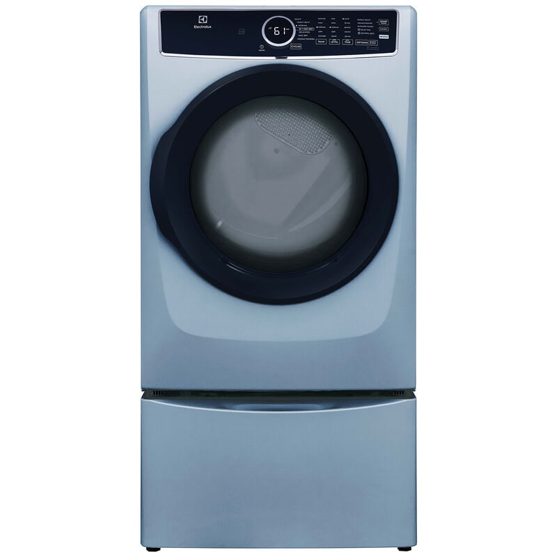 Electrolux 400 Series 27 in. 8.0 cu. ft. Stackable Electric Dryer with Luxury-Quiet Sound System, Sanitize Cycle, Steam Cycle & Sensor Dry - Glacier Blue, Glacier Blue, hires