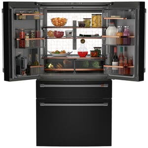 Cafe 36 in. 28.7 cu. ft. Smart 4-Door French Door Refrigerator with Internal Water Dispenser - Matte Black, Matte Black, hires