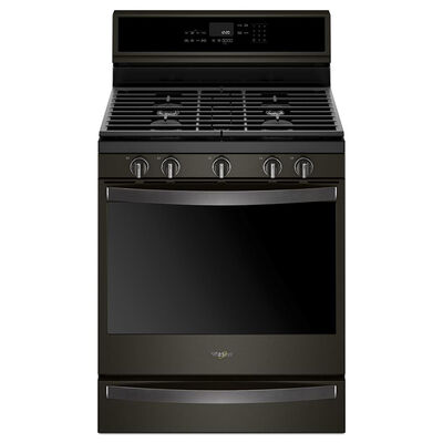 Whirlpool 30 in. 5.8 cu. ft. Smart Convection Oven Freestanding Gas Range with 5 Sealed Burners & Griddle - Black Stainless | WFG975H0HV