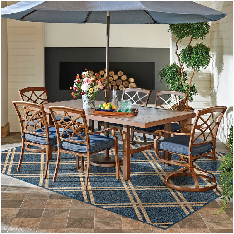 Natco Santorini Collection Outdoor Area Rug Minot 7'10"x9'10" - Cobalt/Natural, , hires