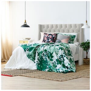 Skyline King Nail Button Tufted Wingback Bed in Velvet - Light Grey, Grey, hires