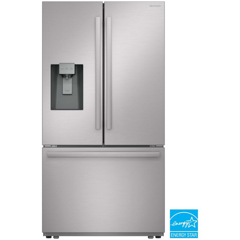 Sharp 36 in. 28.9 cu. ft. Garage-Ready French Door Refrigerator with Ice & Water Dispenser - Stainless Steel, , hires