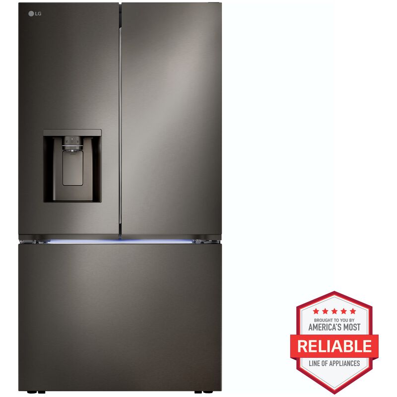 LG 36 in. 25.5 cu. ft. Smart Counter Depth French Door Refrigerator with Ice & Water Dispenser - PrintProof Black Stainless Steel, PrintProof Black Stainless Steel, hires