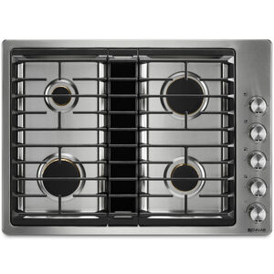 JennAir 30 in. 4-Burner Natural Gas Cooktop with JX3 Downdraft Ventilation System & Power Burner - Stainless Steel, , hires
