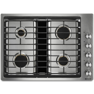 JennAir 30 in. 4-Burner Natural Gas Cooktop with JX3 Downdraft Ventilation System & Power Burner - Stainless Steel | JGD3430GS